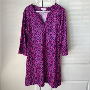 Jude Connally Women's XL Shift Geometric Tunic Dress Pink Blue